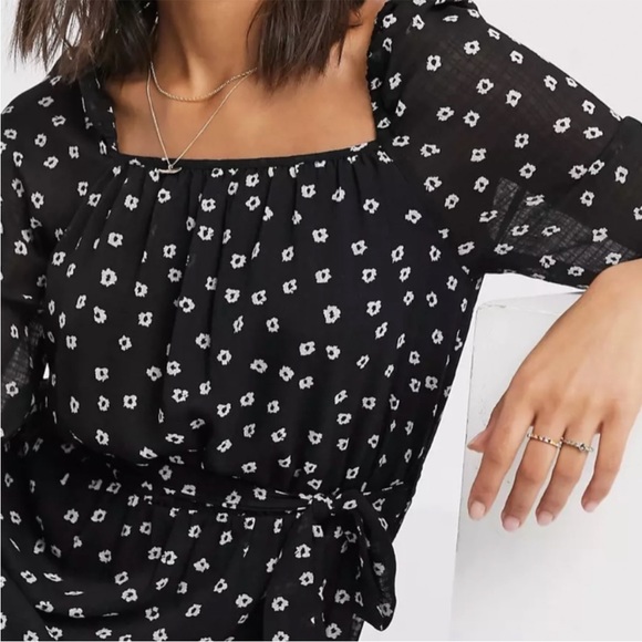 Y.A.S. Clara Midi Ditsy Floral Dress In Black and White Belt Missing Medium ASOS - Picture 2 of 13